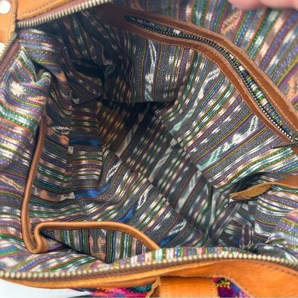 Little Guatemala small CDB blue pink wheat full huipil convertible bag - Picture 2 of 5